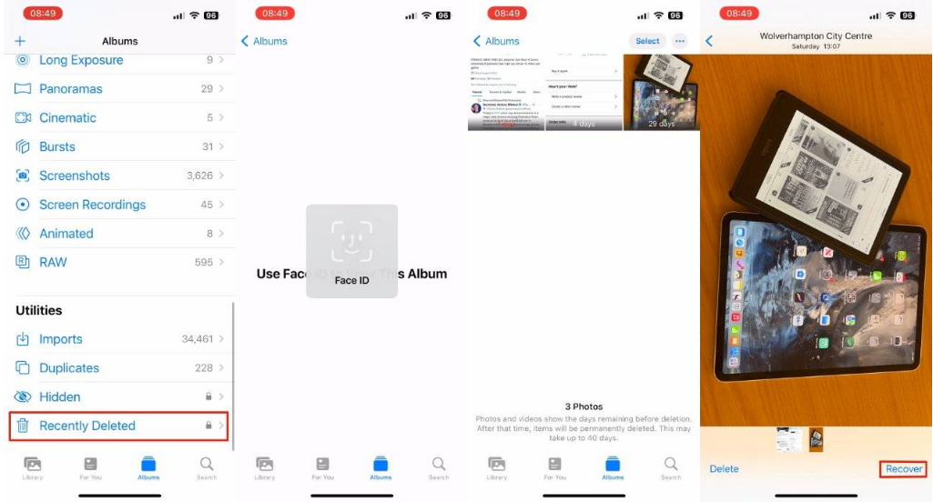 平凉苹果14维修分享 iPhone14 上恢复已删除的照片 