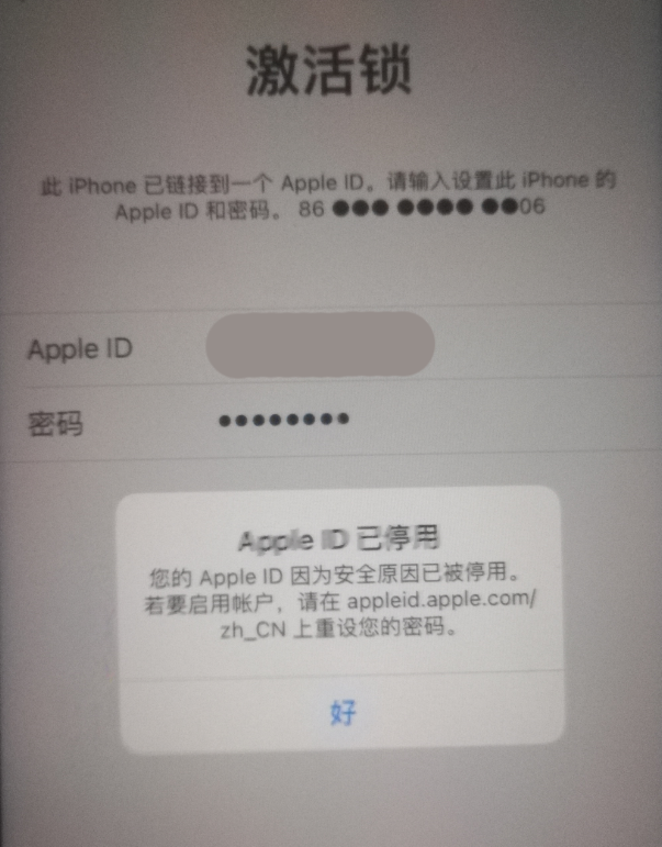 平凉苹果手机维修分享iPhone 12 出现提示“Apple ID 已停用”怎么办 