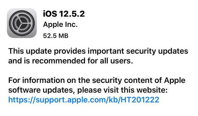 平凉苹果手机维修分享iOS12.5.2发布，建议所有老苹果用户安装 